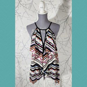 BCBG Maxazria Aztec Striped Ruffle Strappy Tank